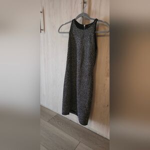 B. Smart Black and Metallic Geometric Mini Dress